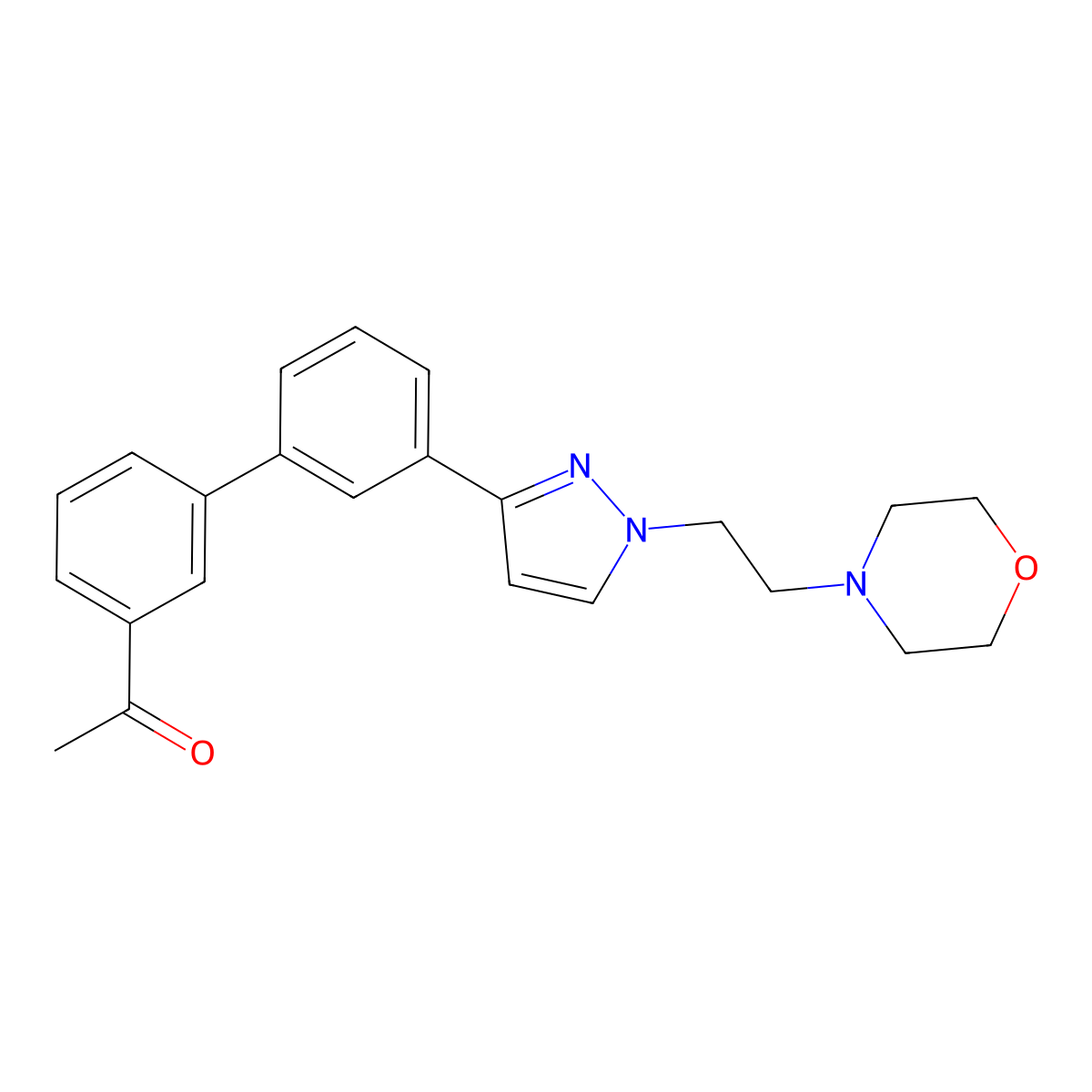 1-(3'-(1-(2-Morpholinoethyl)-1H-pyrazol-3-yl)biphenyl-3-yl)ethanone molecular structure, CAS 1185410-60-9