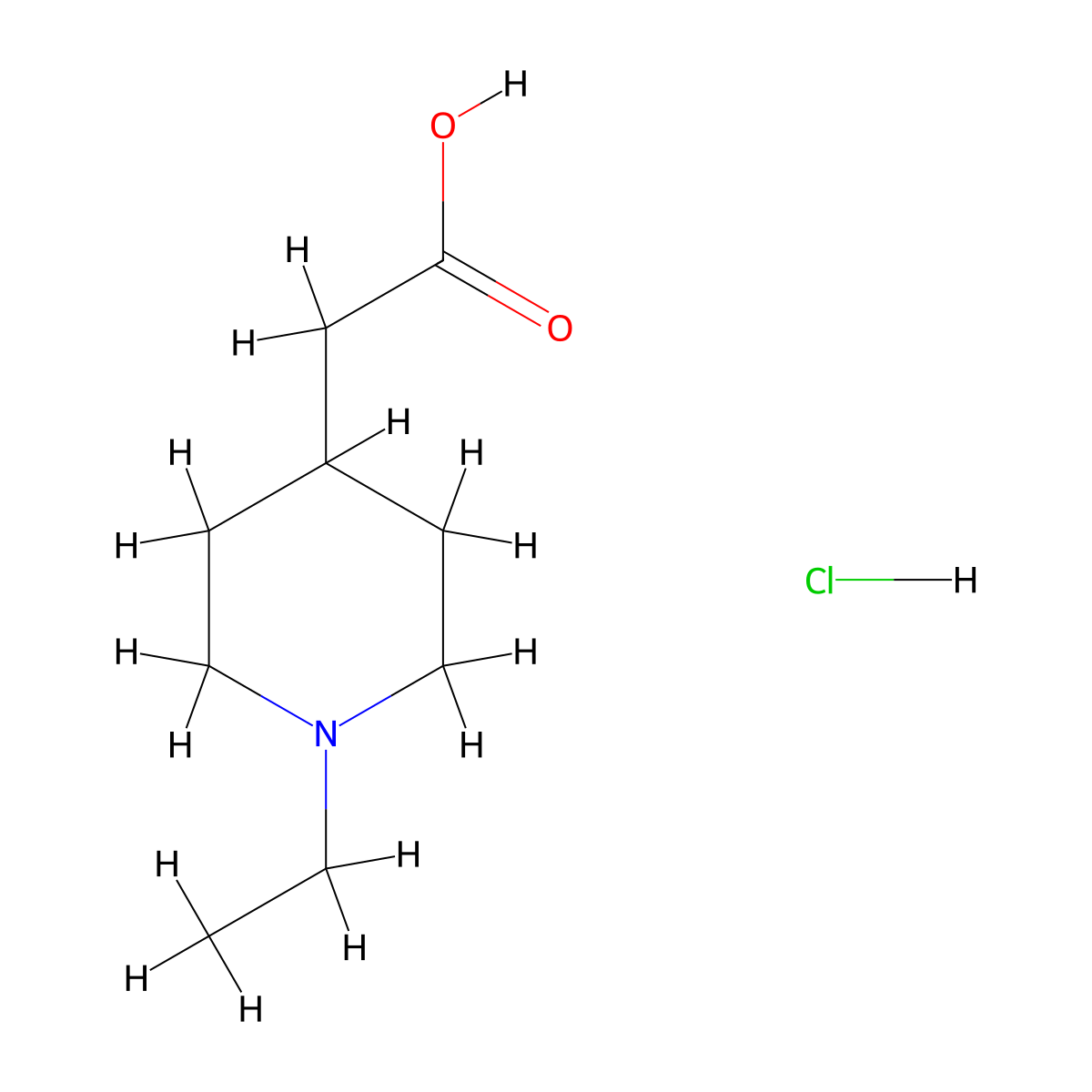 2-(1-Ethylpiperidin-4-yl)acetic acid hydrochloride molecular structure, CAS 1185412-62-7