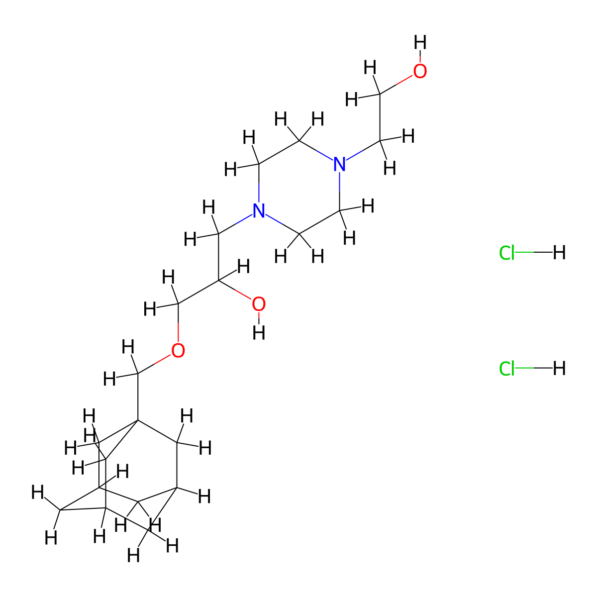 1-[(Adamantan-1-yl)methoxy]-3-[4-(2-hydroxyethyl)piperazin-1-yl]propan-2-ol dihydrochloride molecular structure, CAS 1185417-97-3
