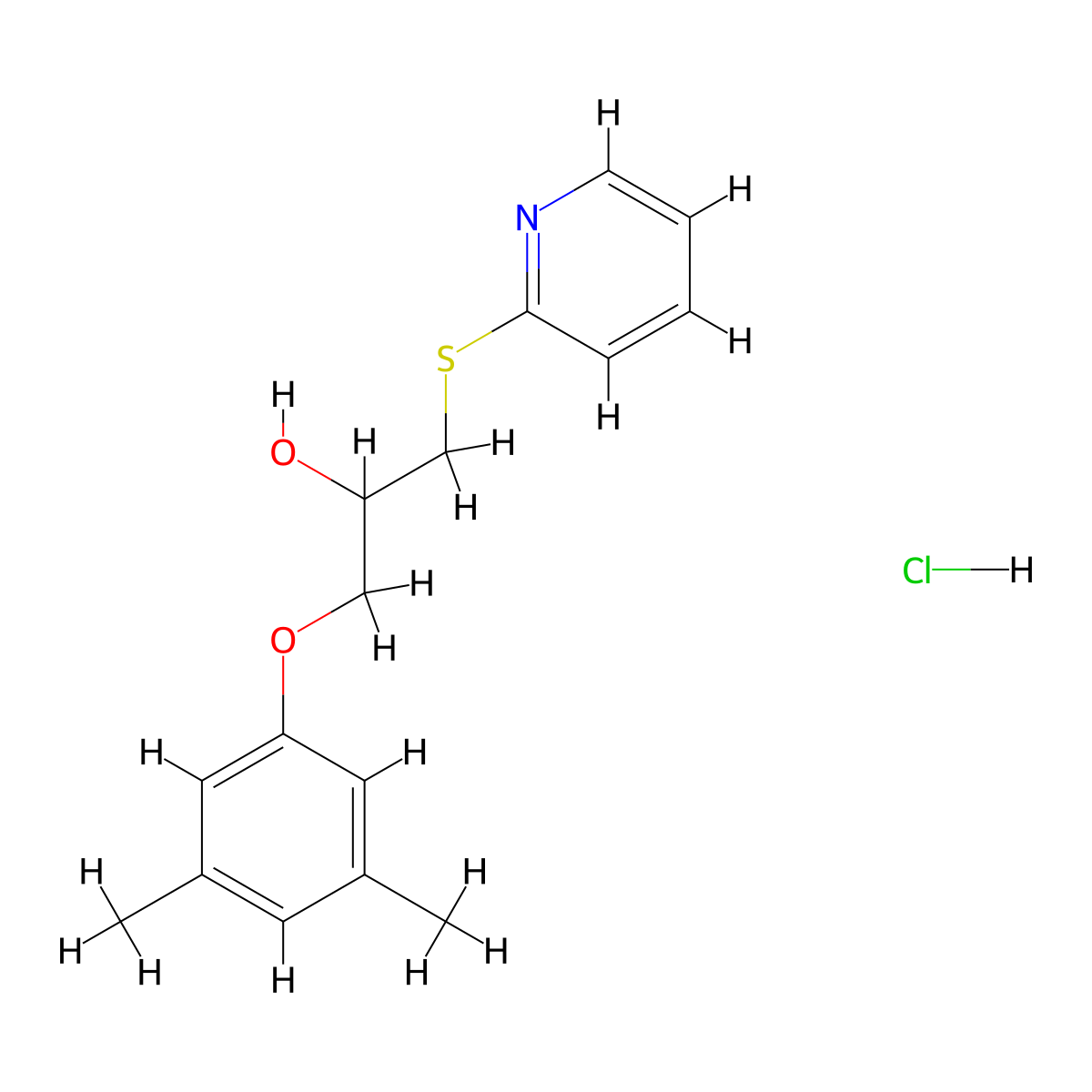 1-(3,5-Dimethylphenoxy)-3-(pyridin-2-ylthio)propan-2-ol hydrochloride molecular structure, CAS 1185427-03-5