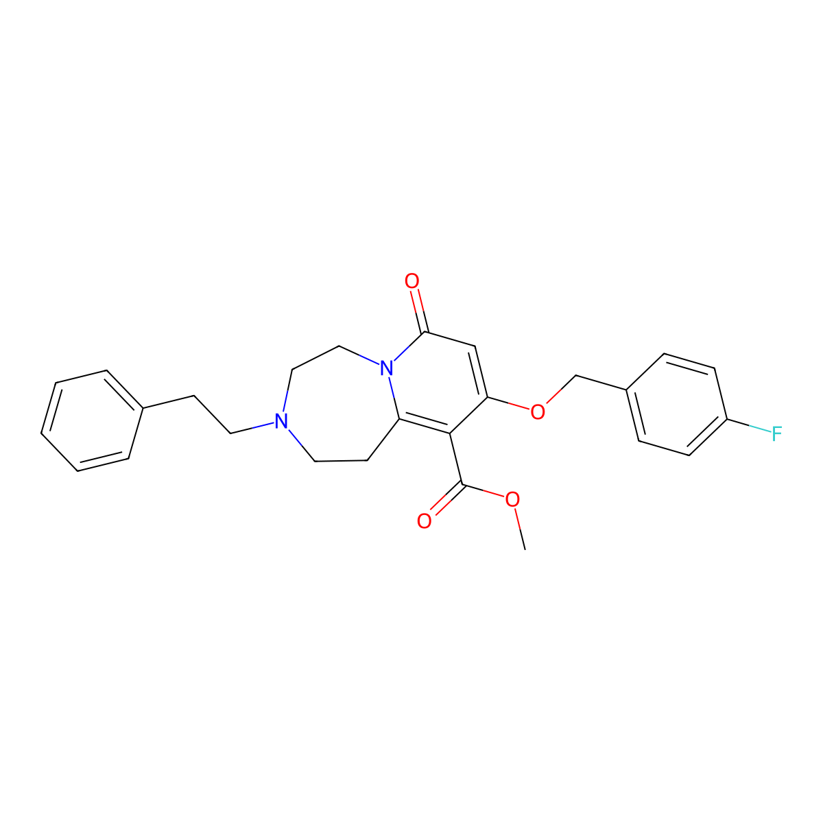 Methyl 9-[(4-fluorophenyl)methoxy]-1,2,3,4,5,7-hexahydro-7-oxo-3-(2-phenylethyl)pyrido[1,2-d][1,4]diazepine-10-carboxylate molecular structure, CAS 1185427-31-9