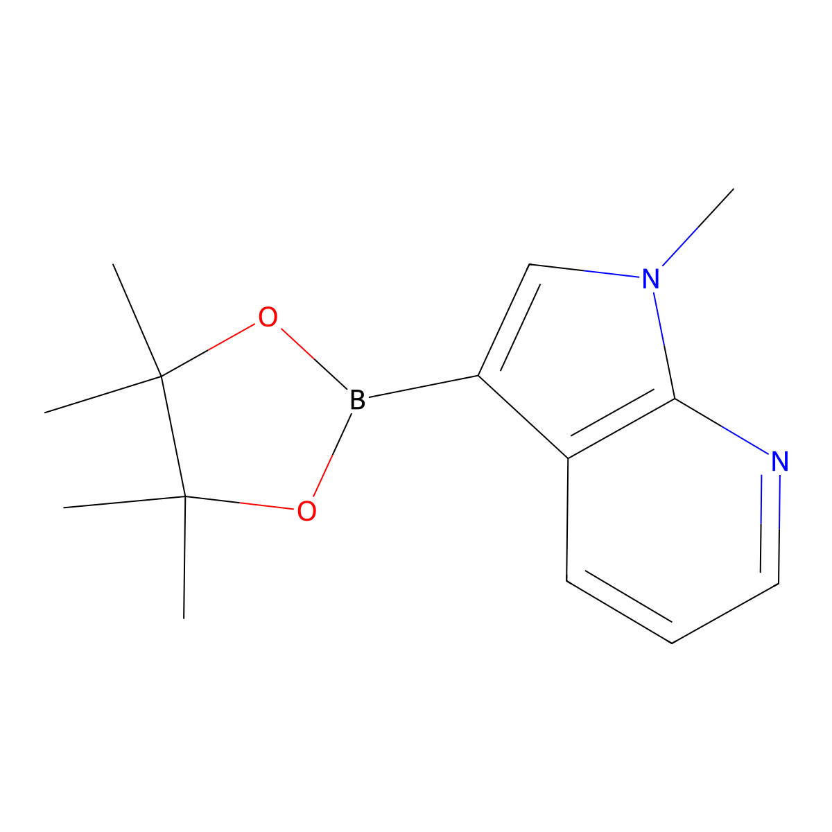 1-methyl-3-(tetramethyl-1,3,2-dioxaborolan-2-yl)-1H-pyrrolo[2,3-b]pyridine molecular structure, CAS 1185427-32-0