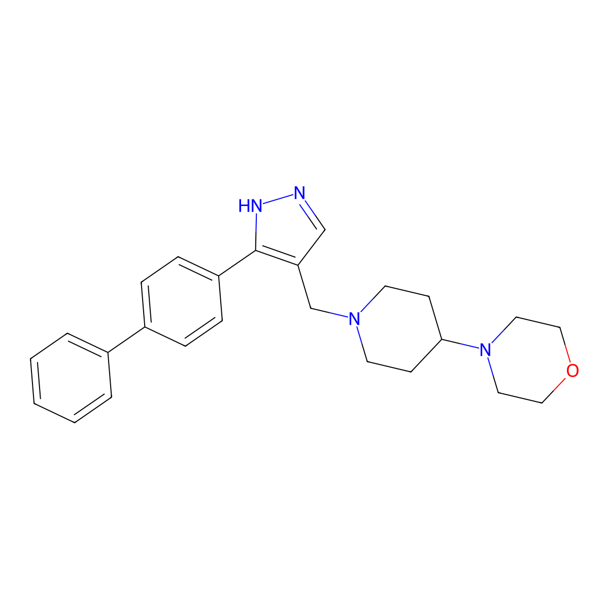 4-[1-[(3-[1,1'-Biphenyl]-4-yl-1H-pyrazol-4-yl)methyl]-4-piperidinyl]morpholine molecular structure, CAS 1185429-73-5