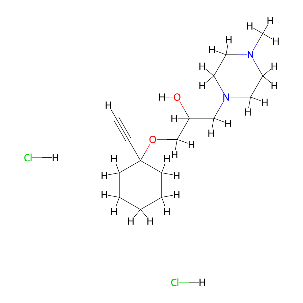 1-((1-Ethynylcyclohexyl)oxy)-3-(4-methylpiperazin-1-yl)propan-2-ol dihydrochloride molecular structure, CAS 1185430-43-6