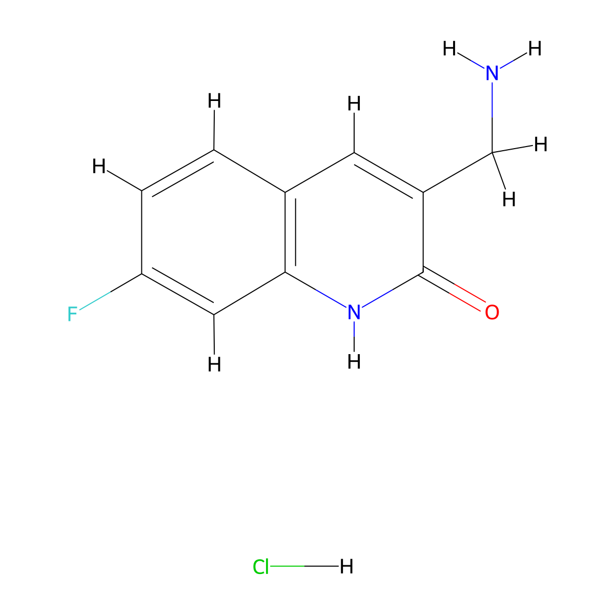 3-(Aminomethyl)-7-fluoro-1,2-dihydroquinolin-2-one hydrochloride molecular structure, CAS 1185431-26-8