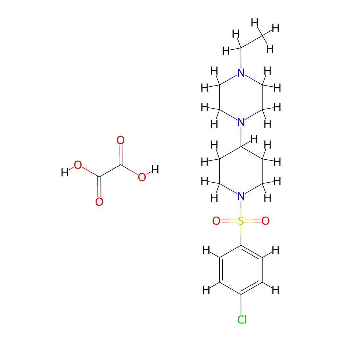 1-[1-(4-Chlorophenyl)sulfonylpiperidin-4-yl]-4-ethylpiperazine;oxalic acid molecular structure, CAS 1185435-04-4