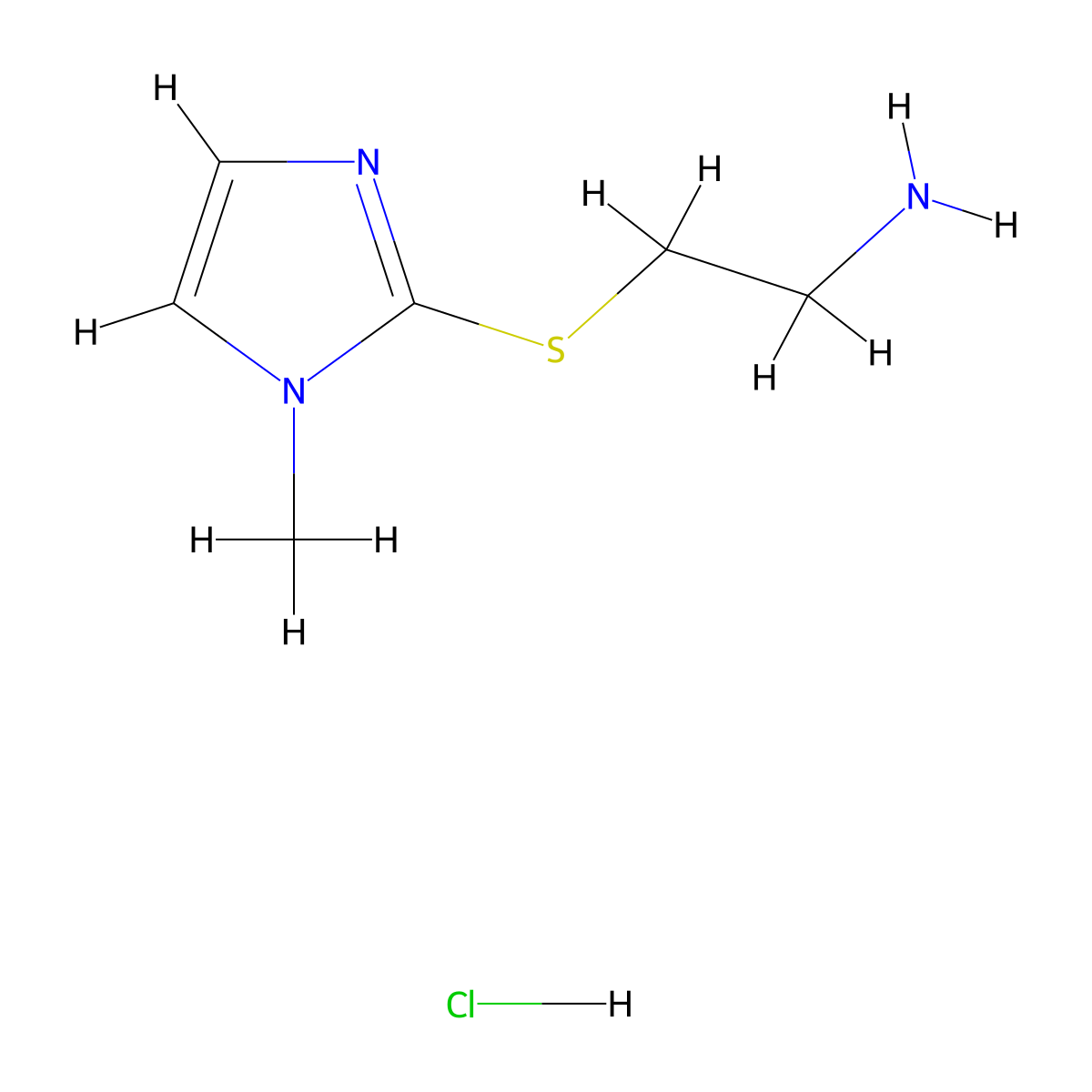 2-((1-Methyl-1H-imidazol-2-yl)thio)ethanamine hydrochloride molecular structure, CAS 1185438-89-4
