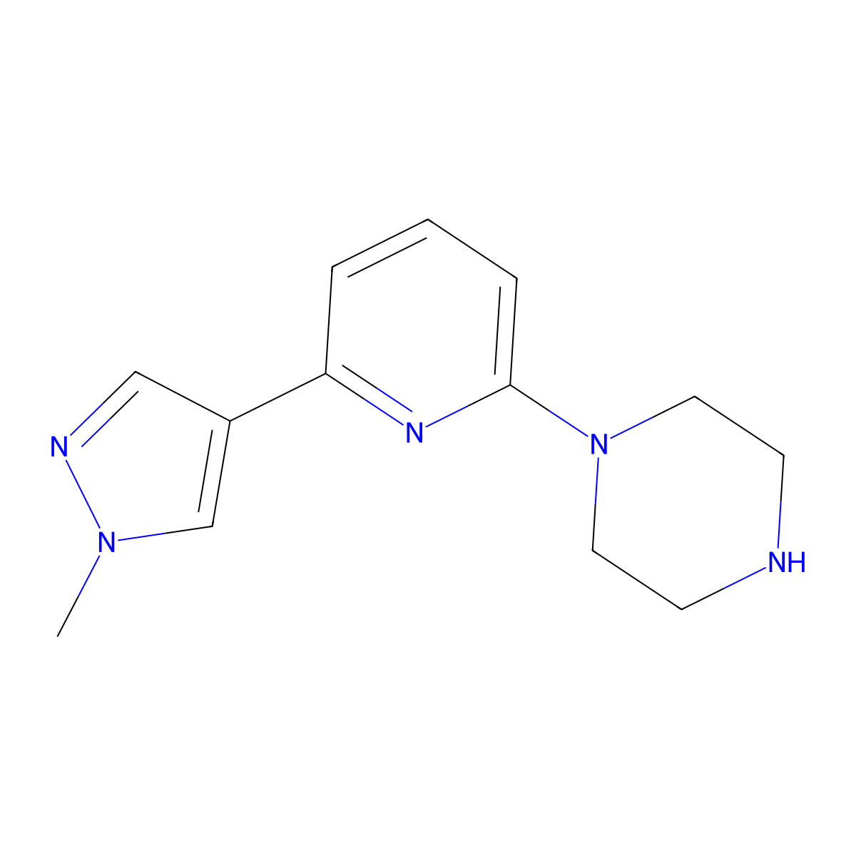 1-[6-(1-Methylpyrazol-4-yl)pyridin-2-yl]piperazine molecular structure, CAS 1185440-80-5
