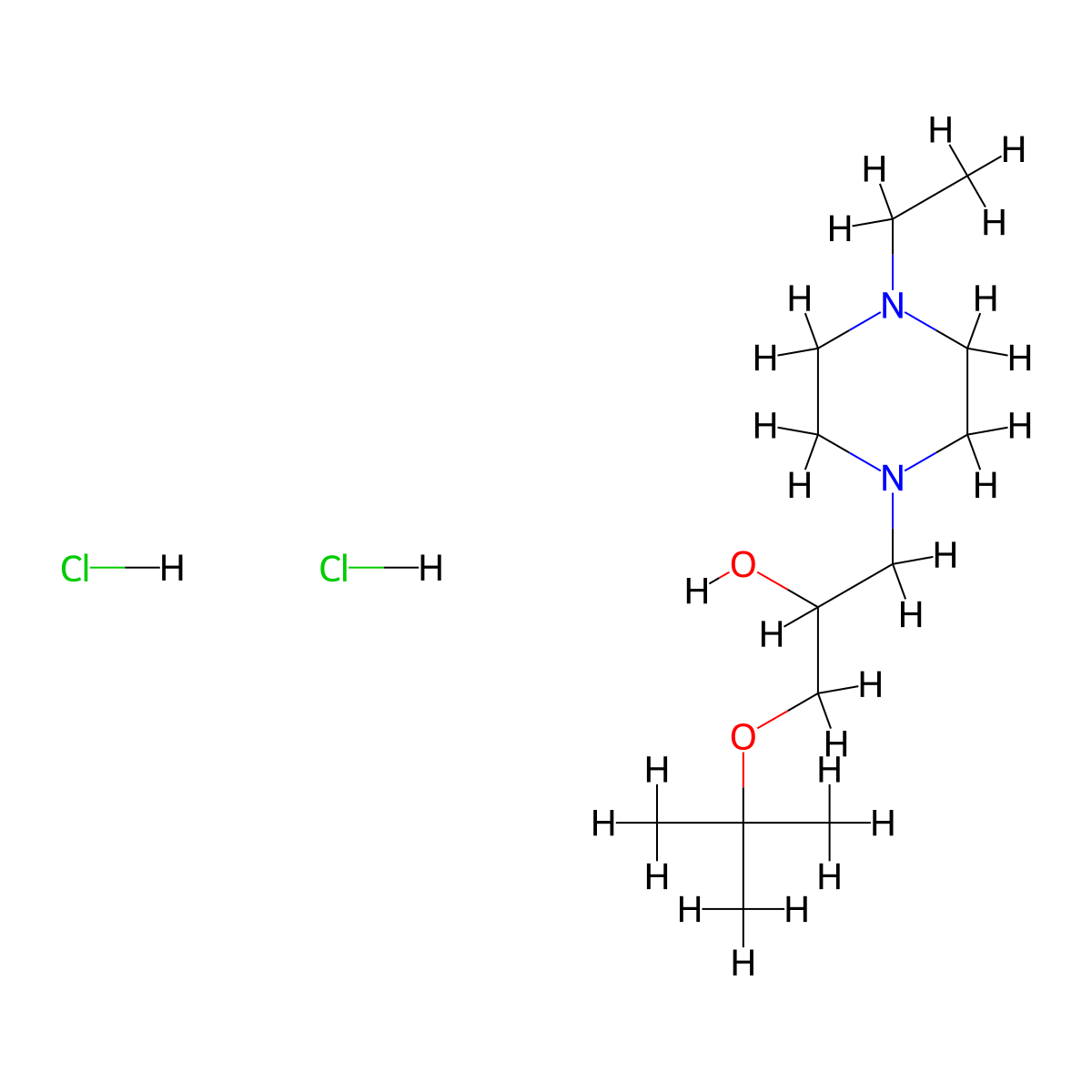 1-(Tert-butoxy)-3-(4-ethylpiperazin-1-yl)propan-2-ol dihydrochloride molecular structure, CAS 1185442-32-3