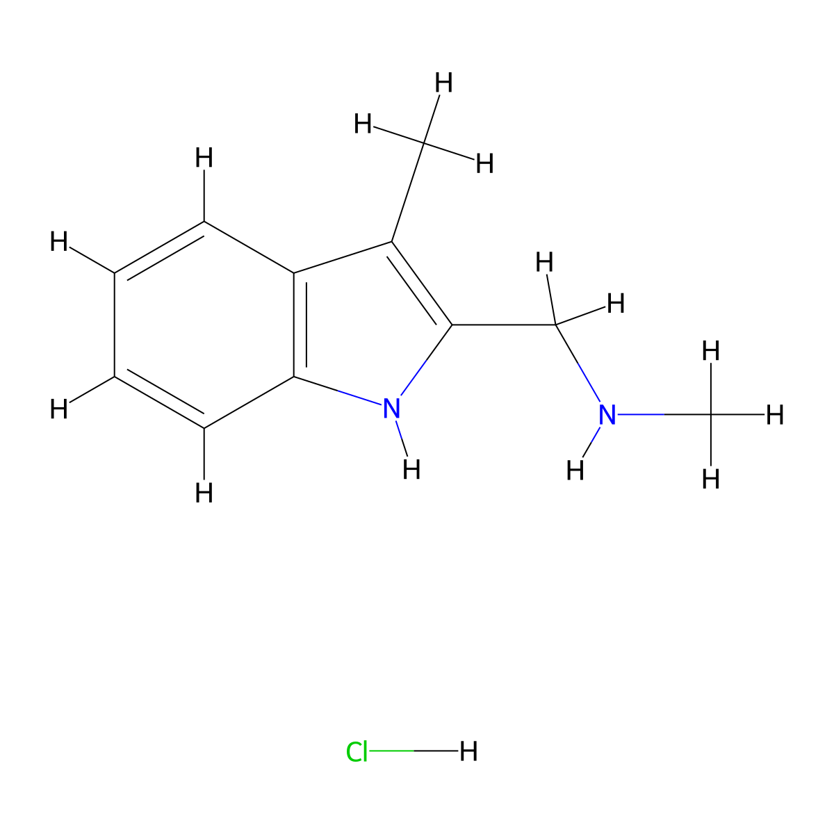 N-Methyl-1-(3-methyl-1H-indol-2-yl)methanamine hydrochloride molecular structure, CAS 1185443-05-3