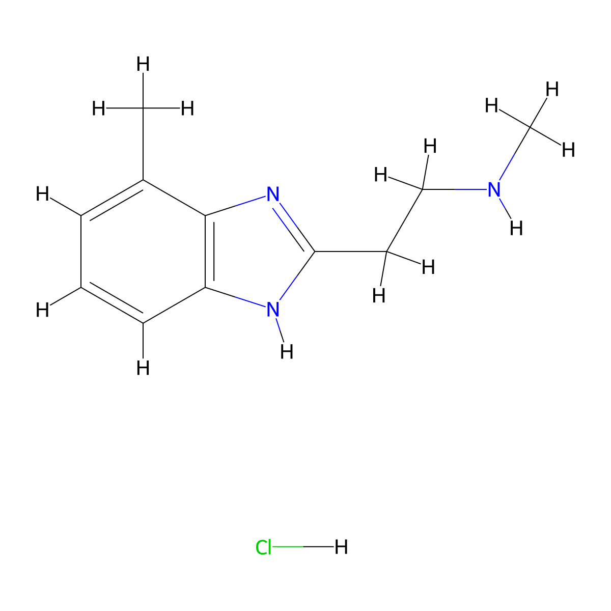N-Methyl-2-(4-methyl-1H-benzimidazol-2-yl)ethanamine hydrochloride molecular structure, CAS 1185447-69-1