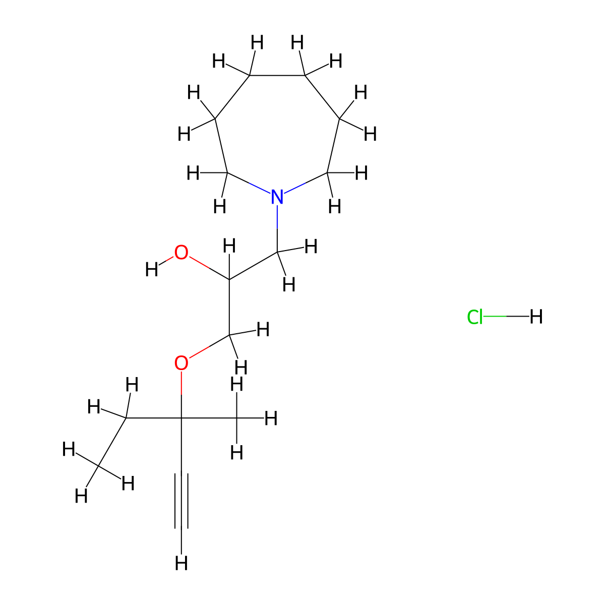 1-(Azepan-1-yl)-3-((3-methylpent-1-yn-3-yl)oxy)propan-2-ol hydrochloride molecular structure, CAS 1185449-29-9