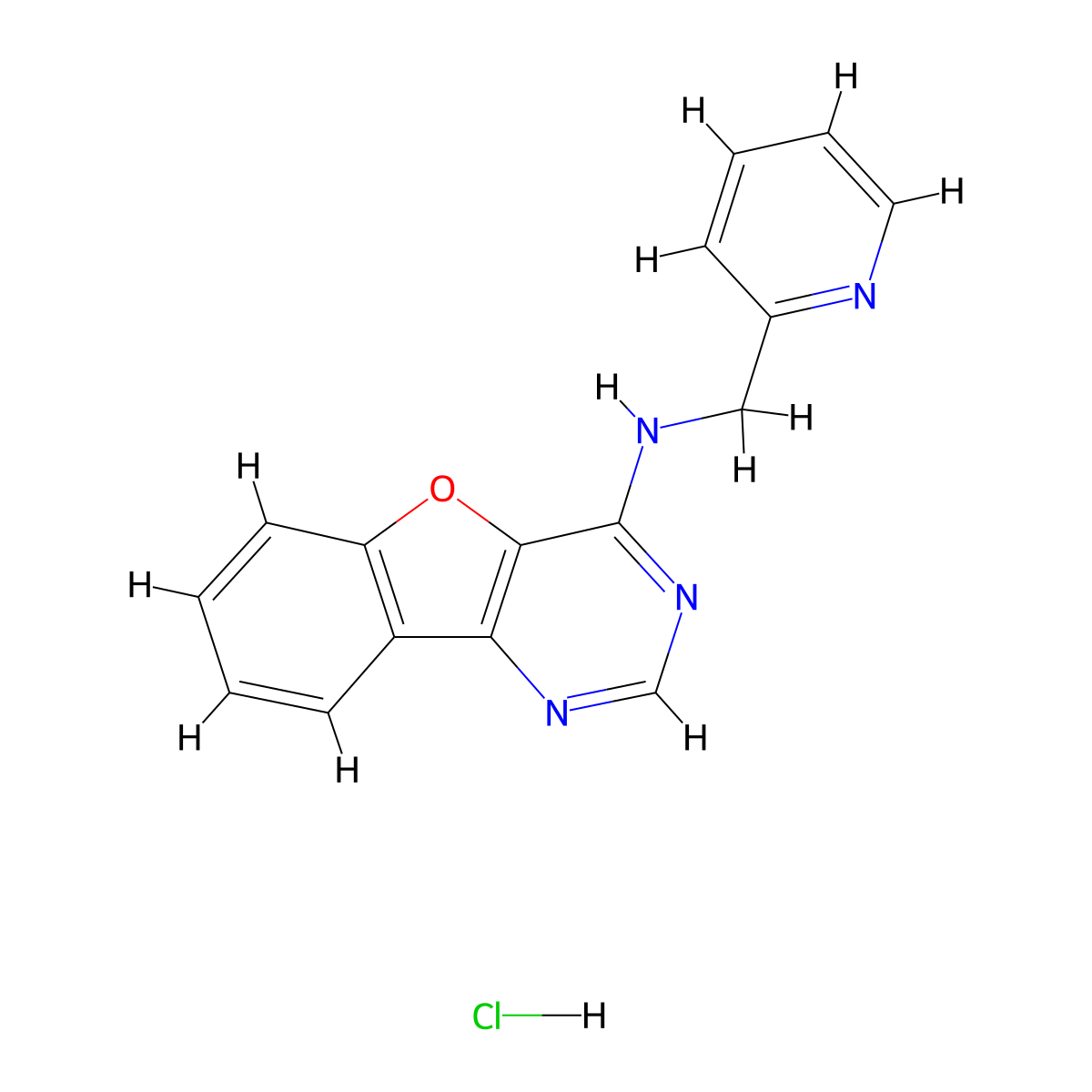 N-(pyridin-2-ylmethyl)benzofuro[3,2-d]pyrimidin-4-amine hydrochloride molecular structure, CAS 1185456-29-4