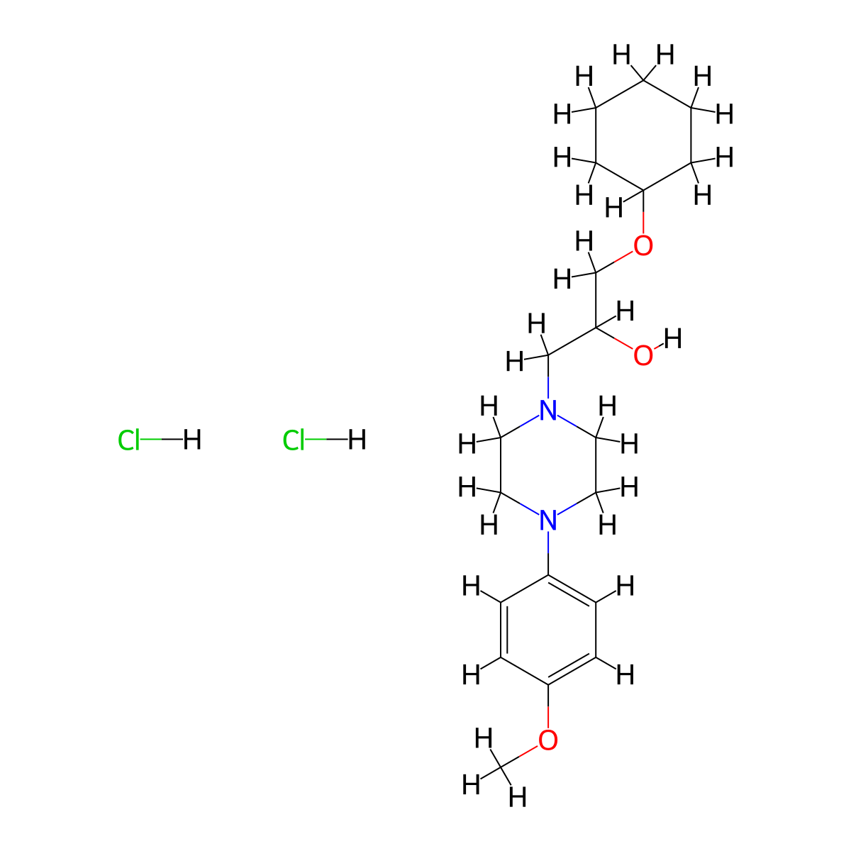 1-(Cyclohexyloxy)-3-(4-(4-methoxyphenyl)piperazin-1-yl)propan-2-ol dihydrochloride molecular structure, CAS 1185462-13-8