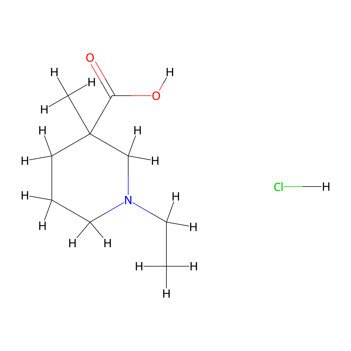 1-Ethyl-3-Methylpiperidine-3-Carboxylic Acid Hydrochloride molecular structure, CAS 1185470-29-4