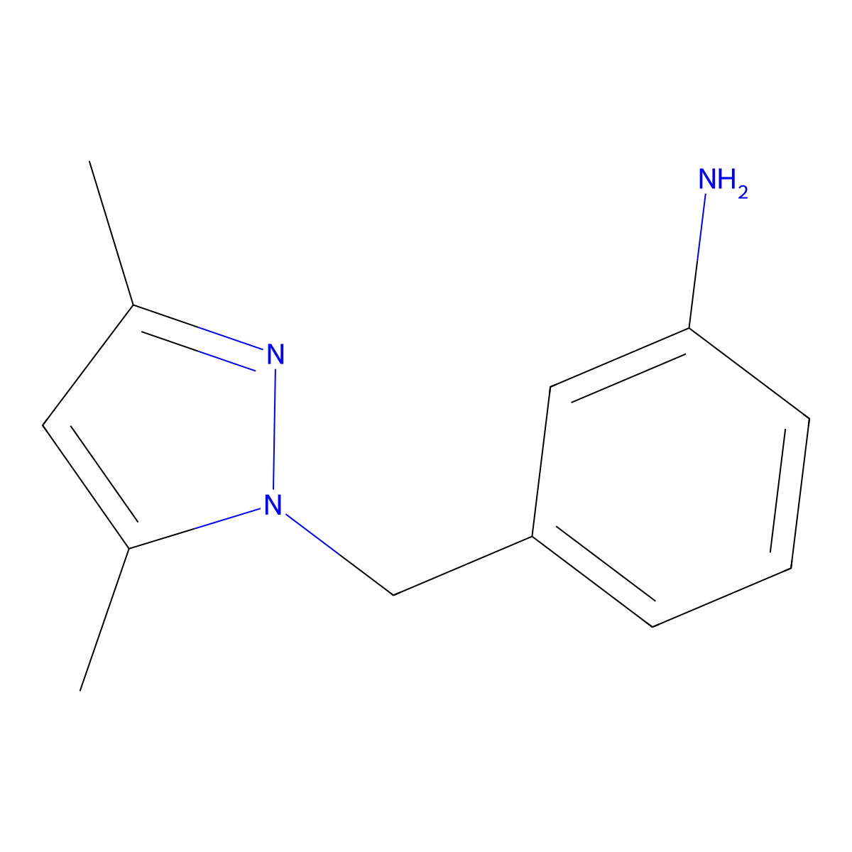 3-[(3,5-dimethyl-1H-pyrazol-1-yl)methyl]aniline molecular structure, CAS 1185480-89-0