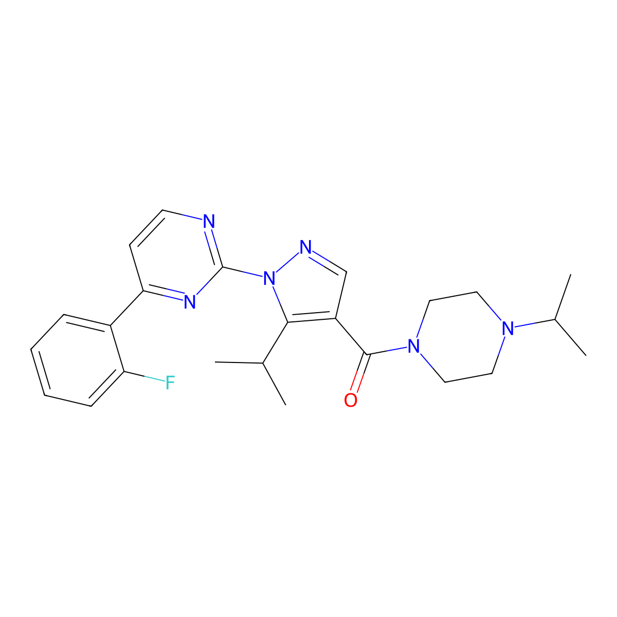 [1-[4-(2-Fluorophenyl)-2-pyrimidinyl]-5-(1-methylethyl)-1H-pyrazol-4-yl][4-(1-methylethyl)-1-piperazinyl]methanone molecular structure, CAS 1185480-91-4