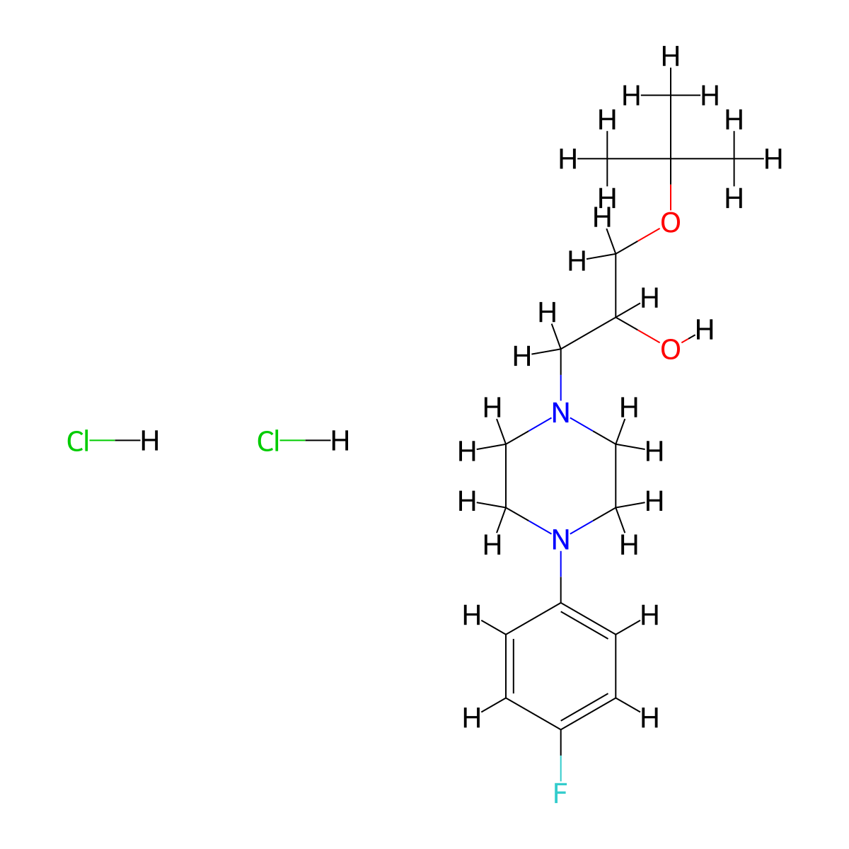 1-(Tert-butoxy)-3-(4-(4-fluorophenyl)piperazin-1-yl)propan-2-ol dihydrochloride molecular structure, CAS 1185484-59-6