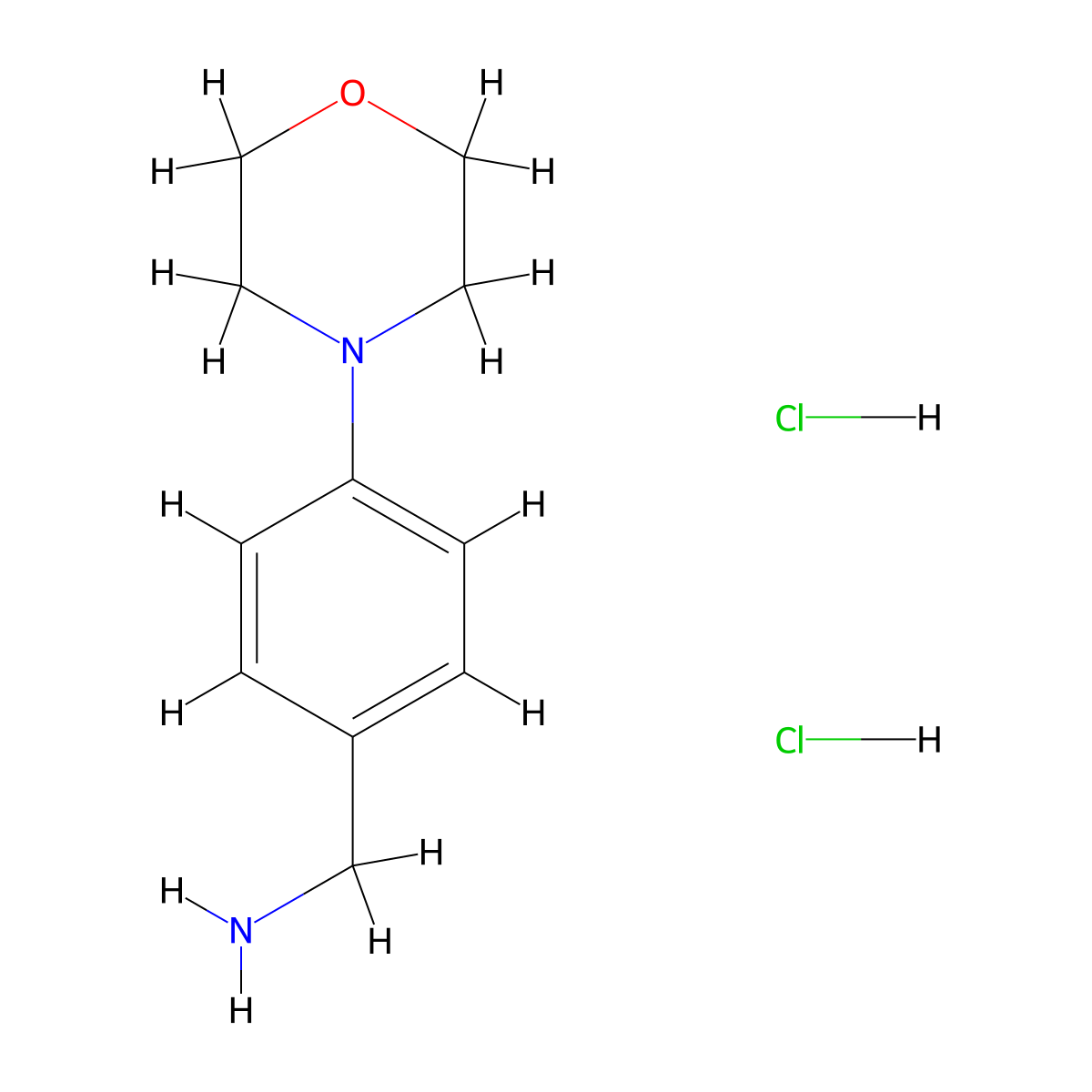 (4-Morpholinophenyl)methanamine dihydrochloride molecular structure, CAS 1185488-45-2
