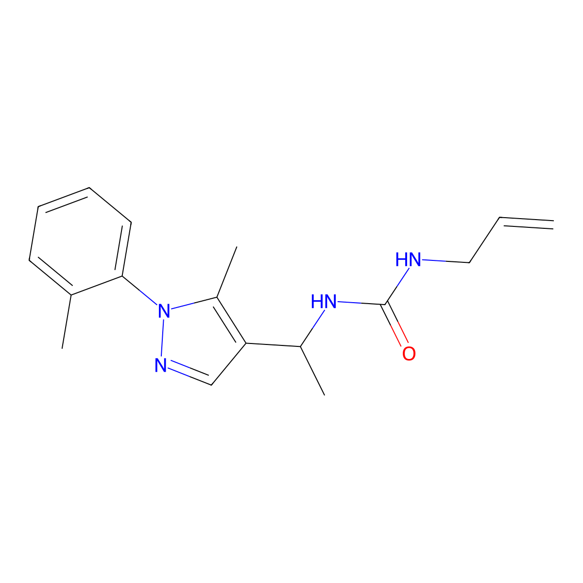 N-allyl-N'-{1-[5-methyl-1-(2-methylphenyl)-1H-pyrazol-4-yl]ethyl}urea molecular structure, CAS 1185490-85-0