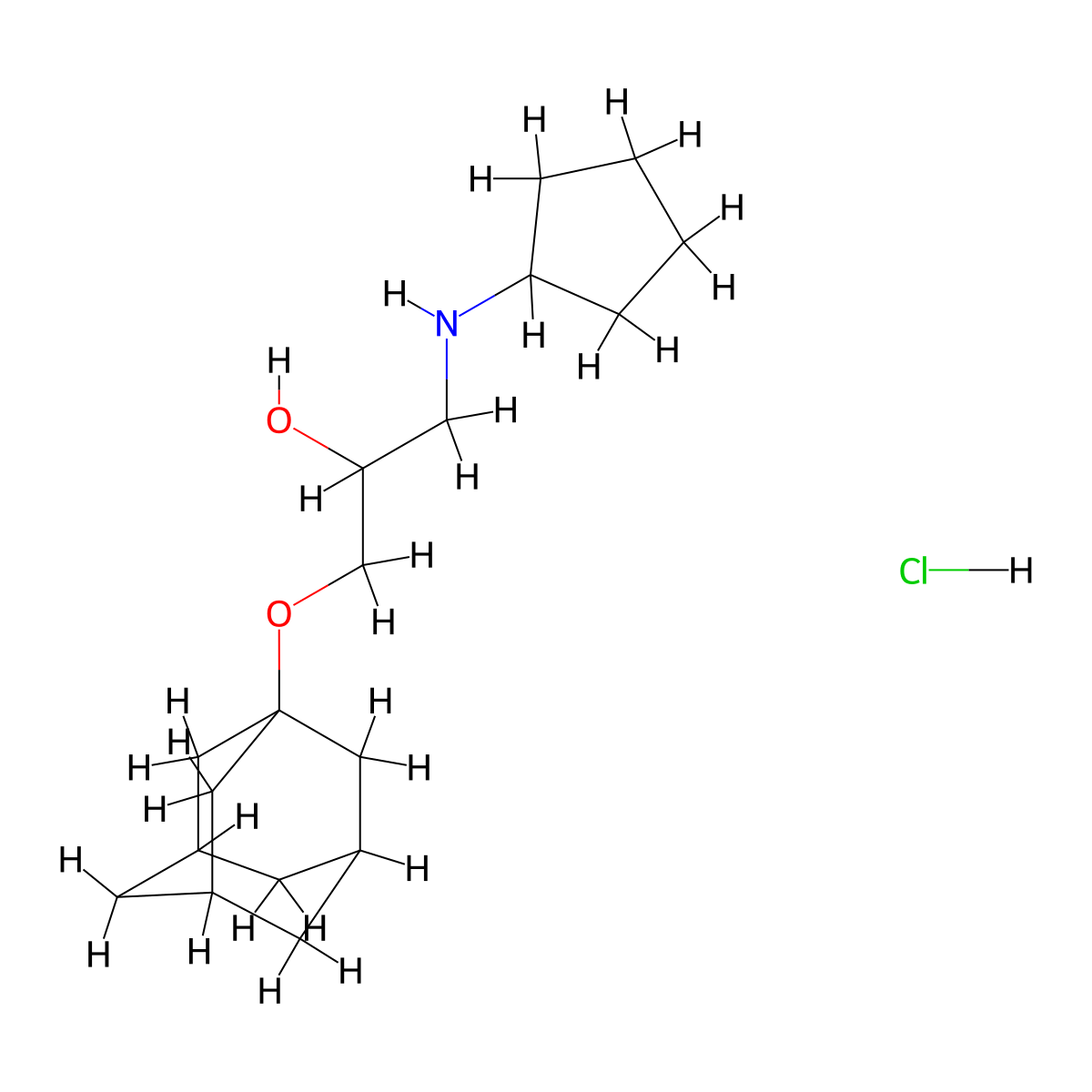 1-((3s,5s,7s)-Adamantan-1-yloxy)-3-(cyclopentylamino)propan-2-ol hydrochloride molecular structure, CAS 1185493-04-2