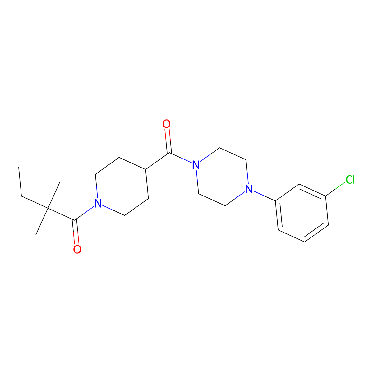 1-(4-{[4-(3-Chlorophenyl)piperazin-1-yl]carbonyl}piperidin-1-yl)-2,2-dimethylbutan-1-one molecular structure, CAS 1185498-27-4