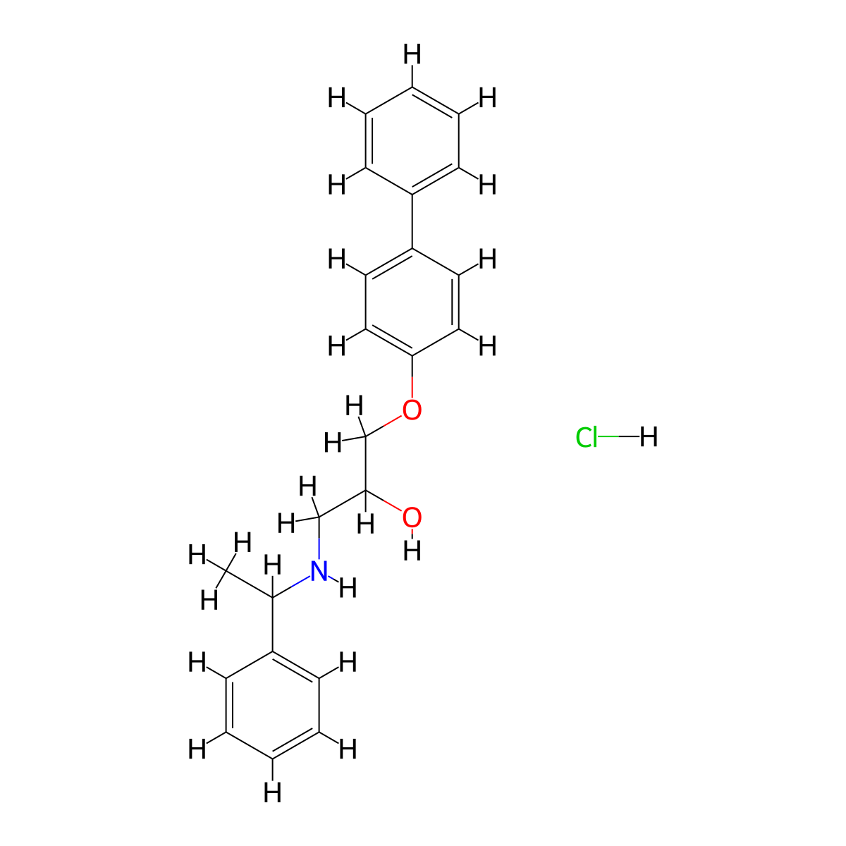 1-([1,1'-Biphenyl]-4-yloxy)-3-((1-phenylethyl)amino)propan-2-ol hydrochloride molecular structure, CAS 1185503-90-5