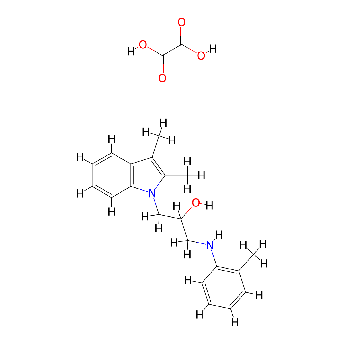 1-(2,3-dimethyl-1H-indol-1-yl)-3-(o-tolylamino)propan-2-ol oxalate molecular structure, CAS 1185511-41-4