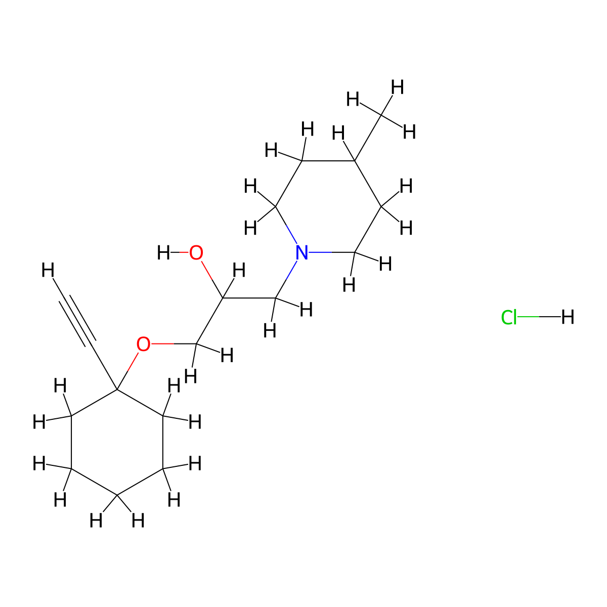 1-((1-Ethynylcyclohexyl)oxy)-3-(4-methylpiperidin-1-yl)propan-2-ol hydrochloride molecular structure, CAS 1185525-28-3