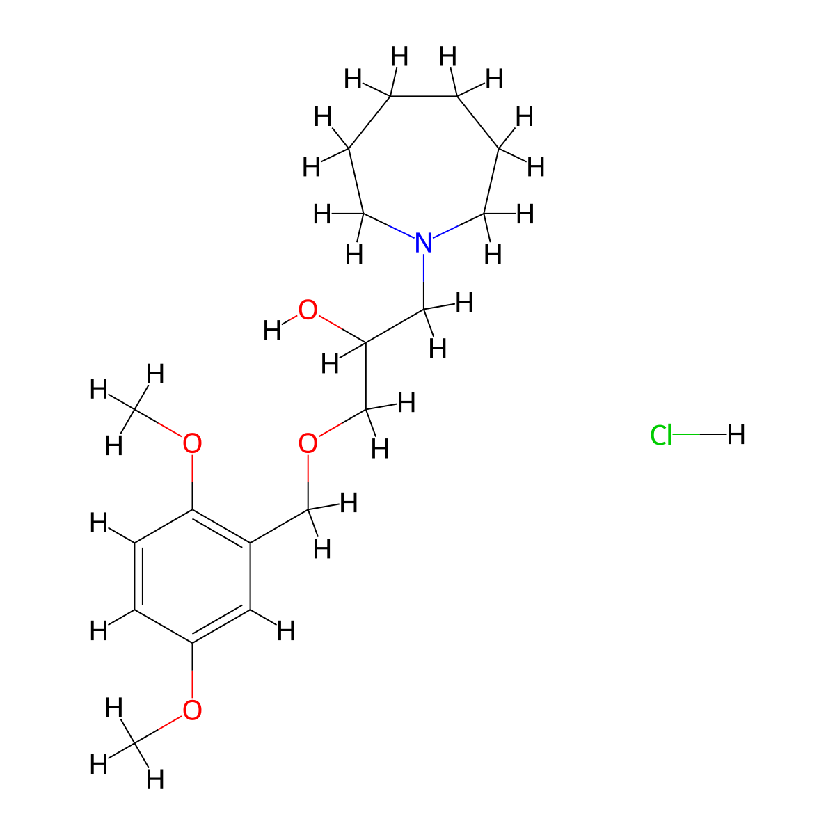 1-(Azepan-1-yl)-3-((2,5-dimethoxybenzyl)oxy)propan-2-ol hydrochloride molecular structure, CAS 1185533-13-4