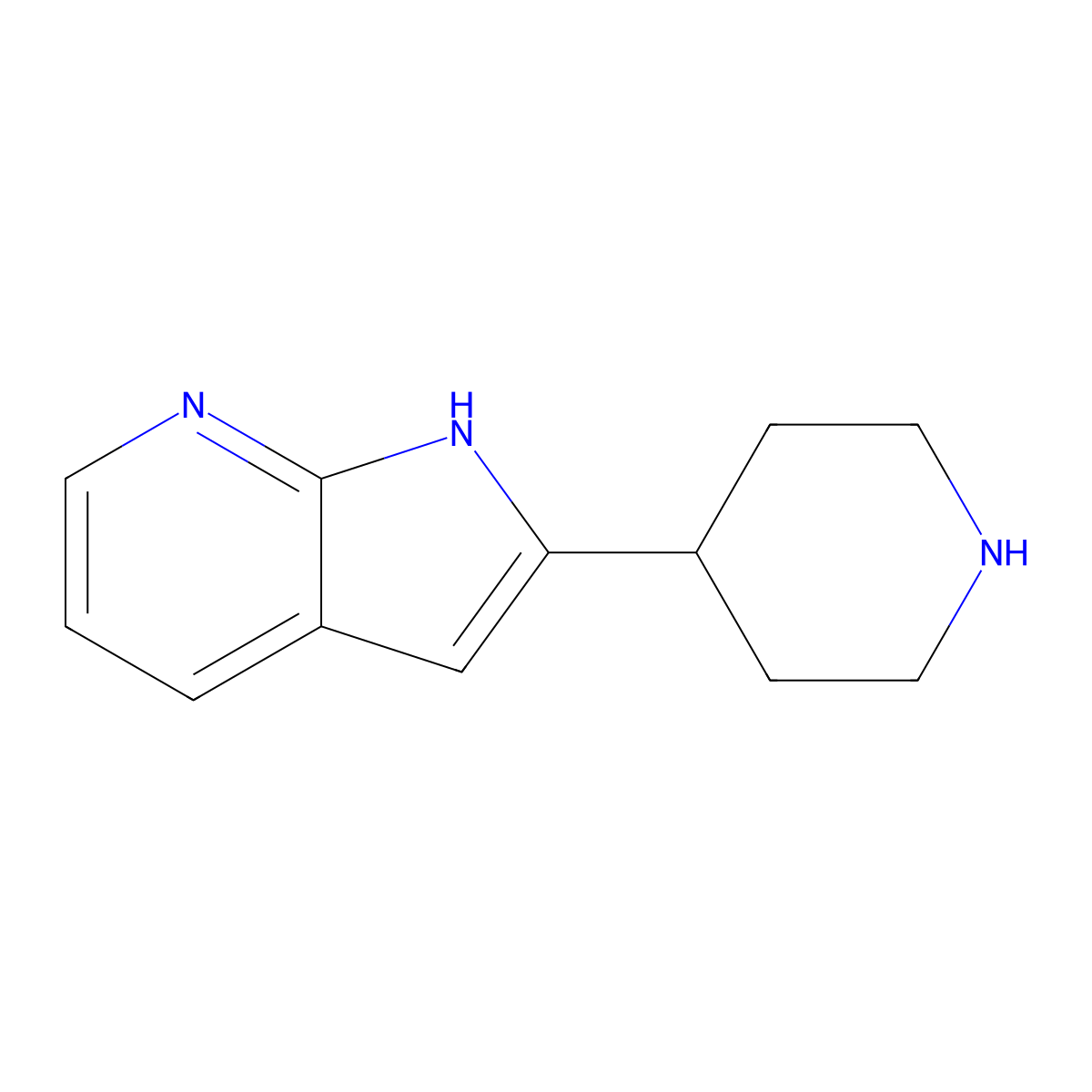 2-piperidin-4-yl-1H-pyrrolo[2,3-b]pyridine molecular structure, CAS 1185533-35-0