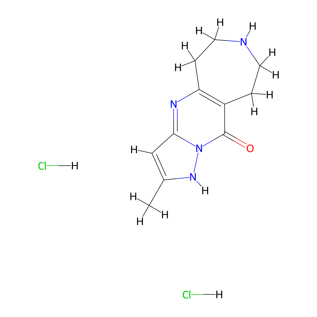 2-Methyl-6,7,8,9-tetrahydro-5H-pyrazolo[1',5':1,2]pyrimido[4,5-d]azepin-10-ol dihydrochloride molecular structure, CAS 1185533-39-4