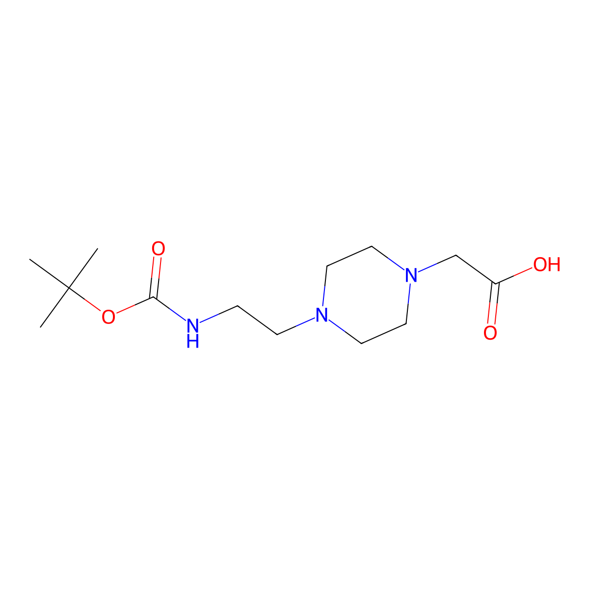 2-(4-(2-(((Tert-butoxy)carbonyl)amino)ethyl)piperazin-1-yl)acetic acid molecular structure, CAS 1185535-42-5