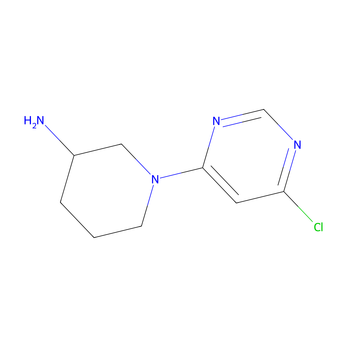 1-(6-Chloropyrimidin-4-yl)piperidin-3-amine molecular structure, CAS 1185536-56-4