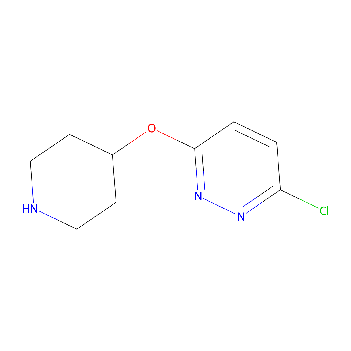 3-Chloro-6-(4-piperidyloxy)pyridazine molecular structure, CAS 1185536-63-3