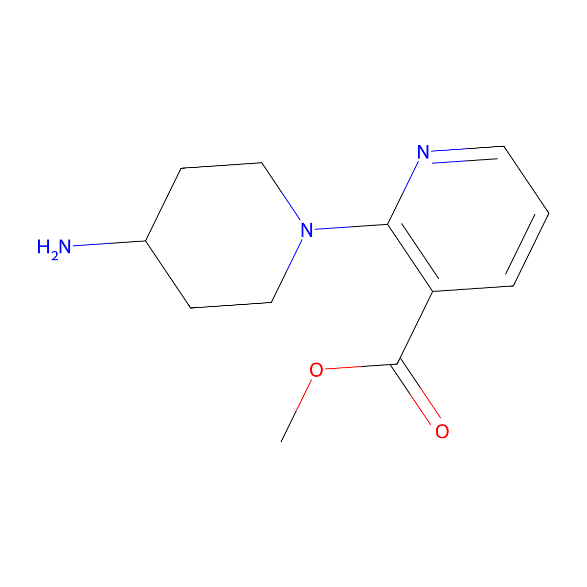 Methyl 2-(4-aminopiperidin-1-yl)nicotinate molecular structure, CAS 1185536-69-9