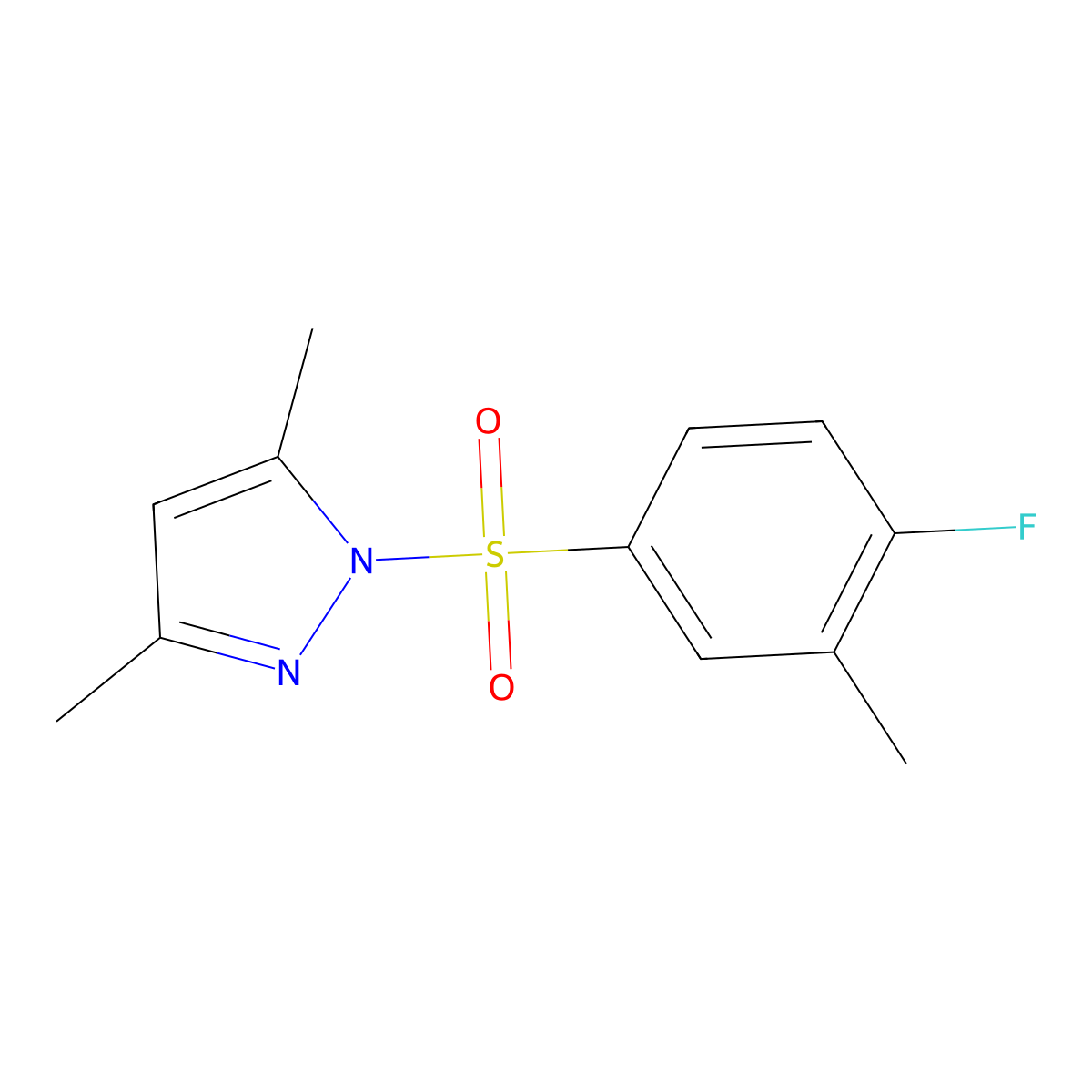 1-[(4-fluoro-3-methylphenyl)sulfonyl]-3,5-dimethyl-1H-pyrazole molecular structure, CAS 1185537-08-9