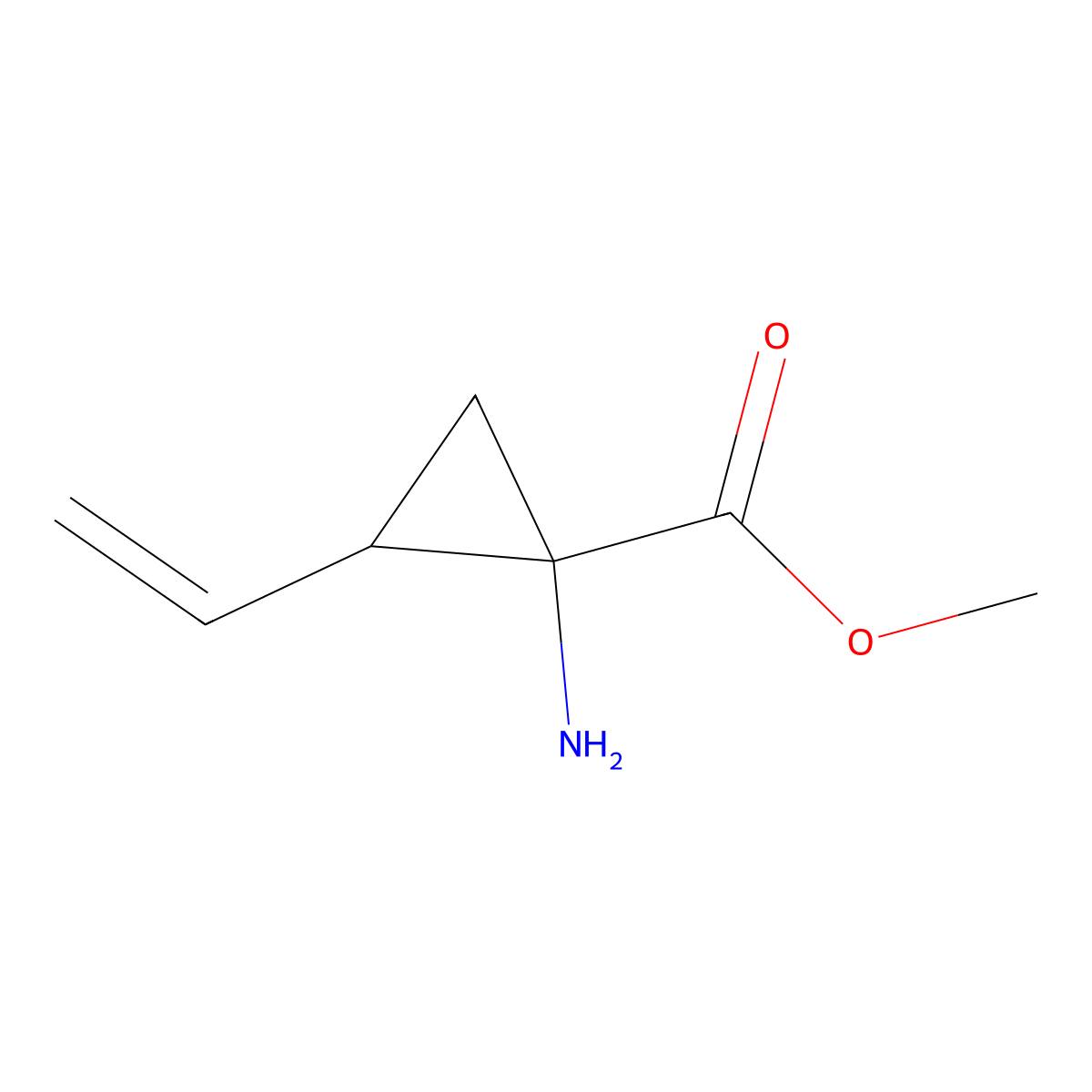 Methyl 1-amino-2-ethenylcyclopropane-1-carboxylate molecular structure, CAS 1185537-10-3
