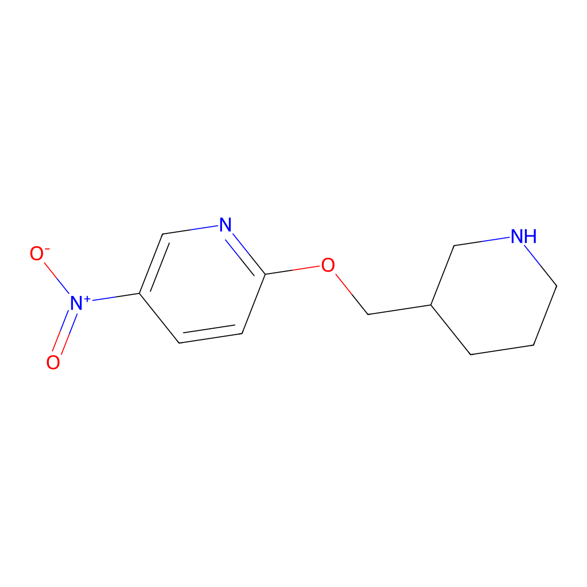5-Nitro-2-(piperidin-3-ylmethoxy)pyridine molecular structure, CAS 1185537-13-6