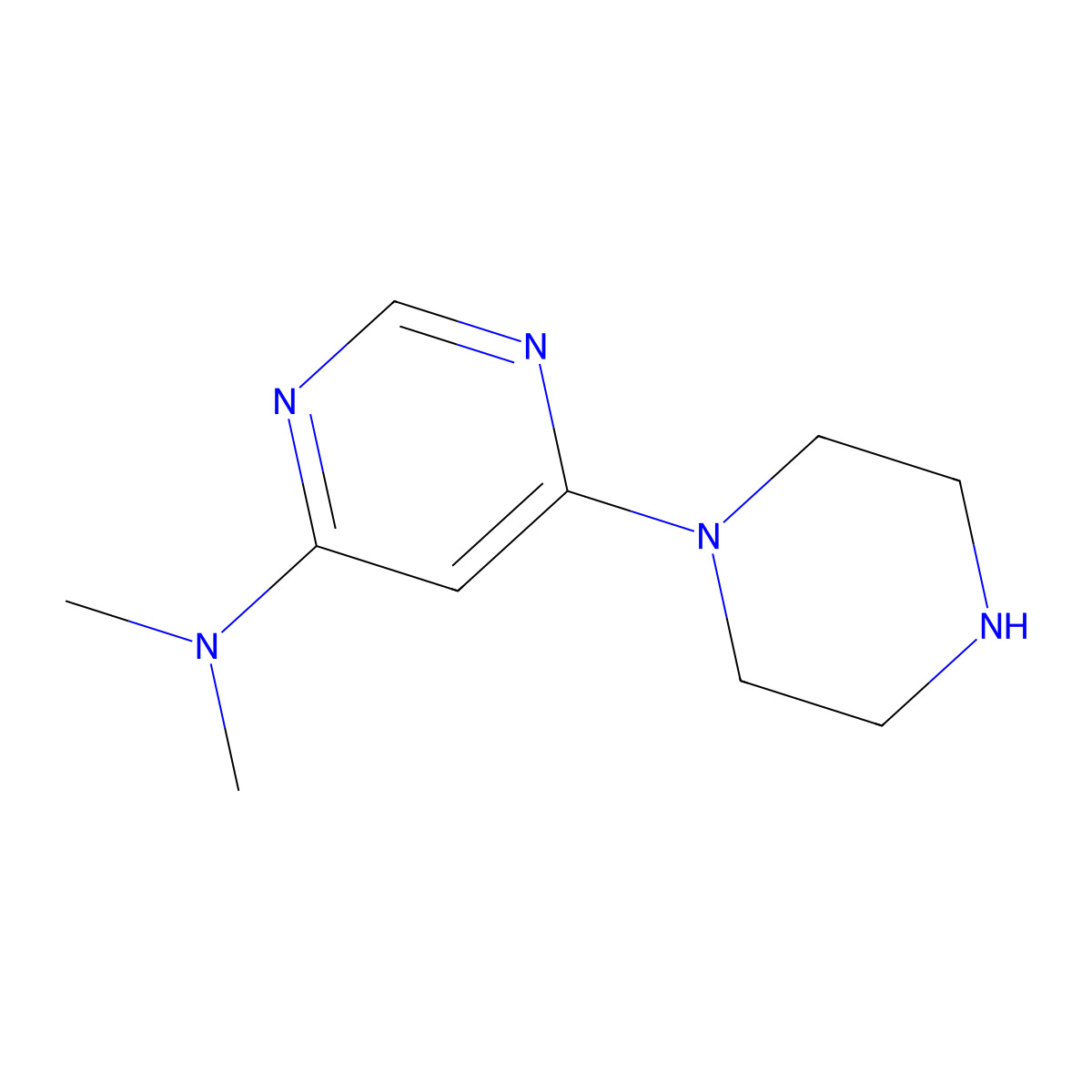 N,N-Dimethyl-6-(piperazin-1-yl)pyrimidin-4-amine molecular structure, CAS 1185538-68-4