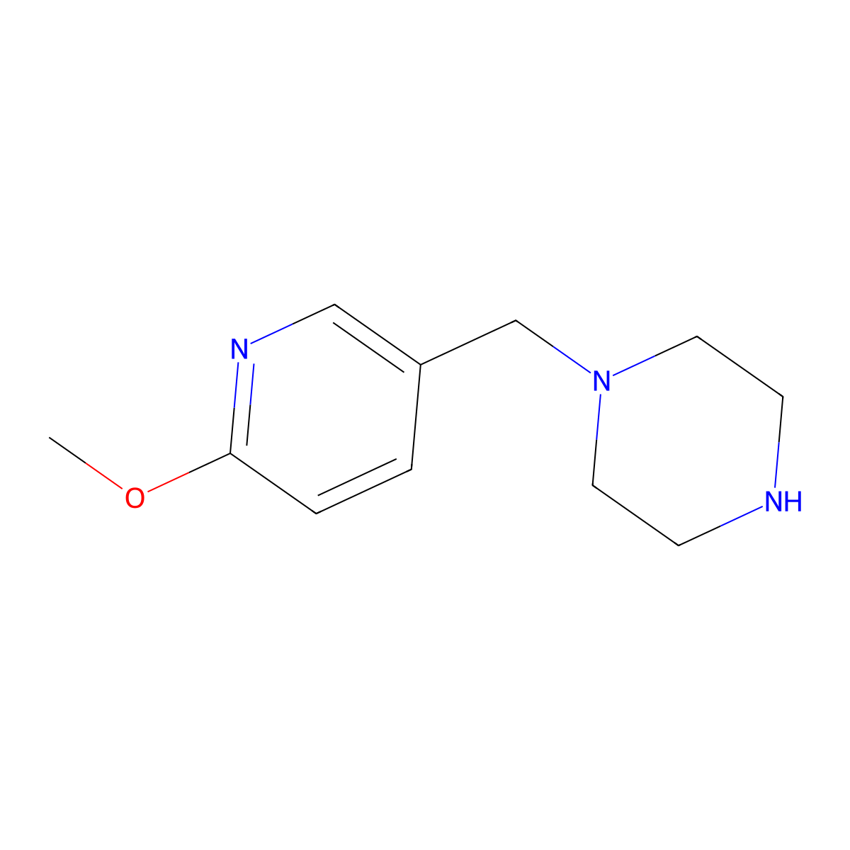 1-[(6-Methoxypyridin-3-yl)methyl]piperazine molecular structure, CAS 1185539-20-1