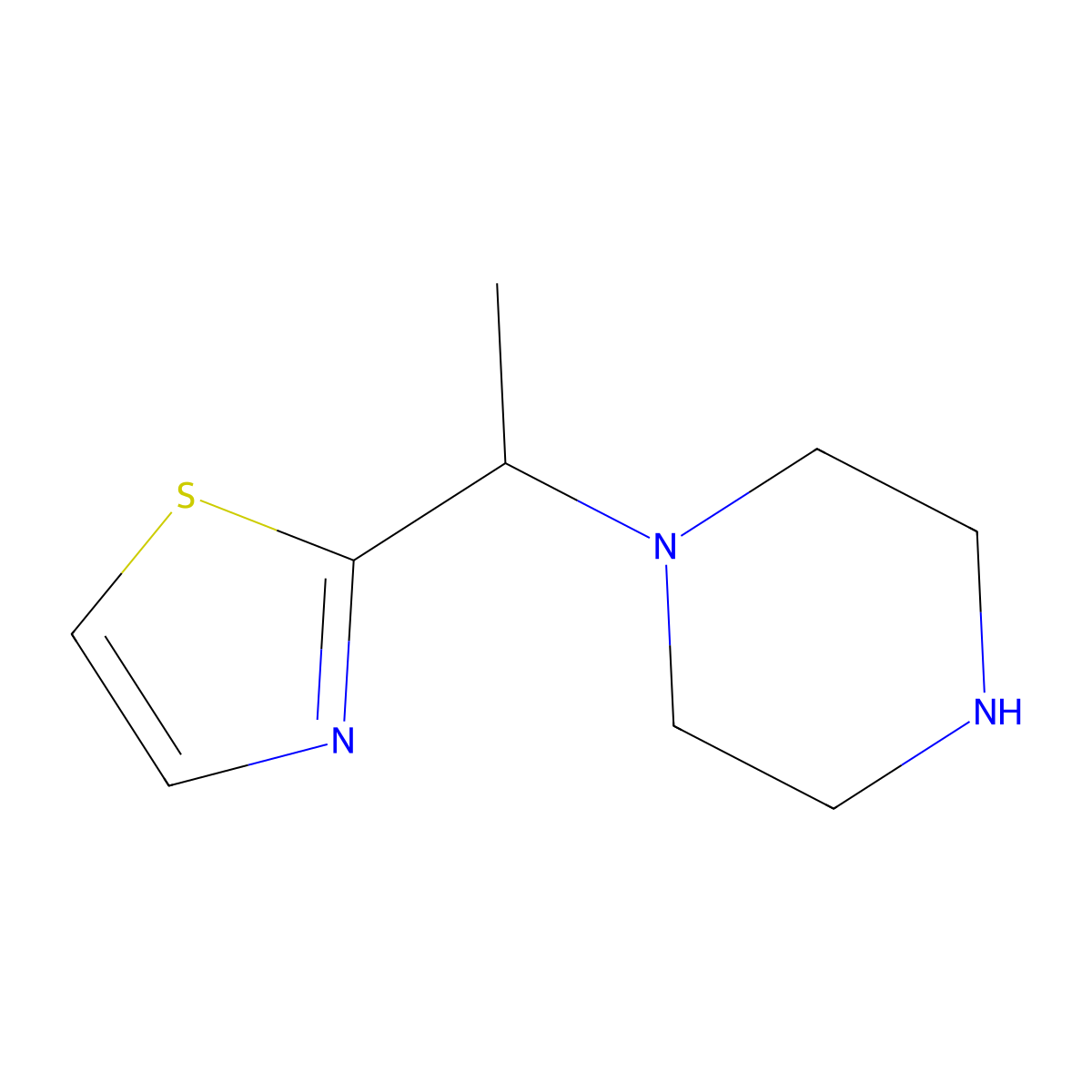 1-[1-(1,3-Thiazol-2-yl)ethyl]piperazine molecular structure, CAS 1185539-23-4