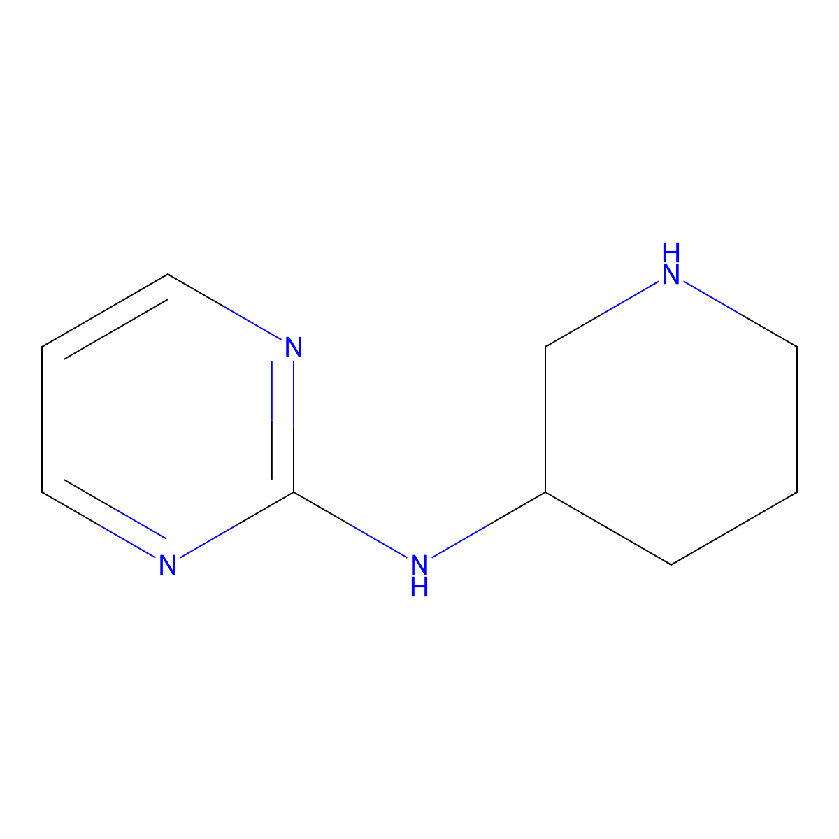 N-(piperidin-3-yl)pyrimidin-2-amine molecular structure, CAS 1185539-82-5