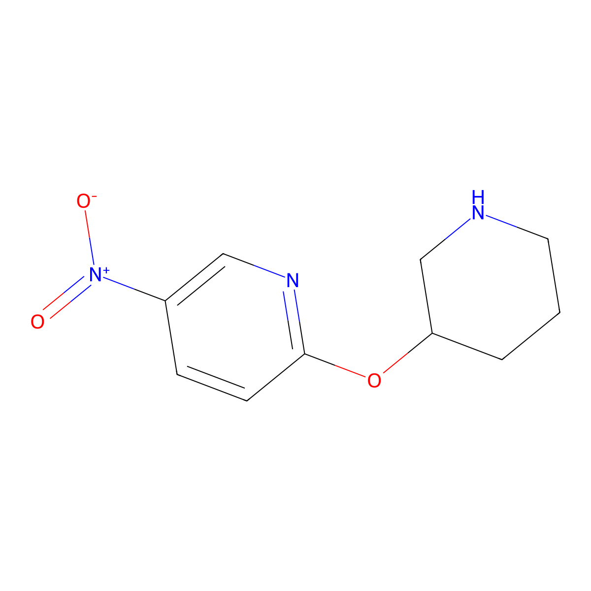5-Nitro-2-(piperidin-3-yloxy)pyridine molecular structure, CAS 1185539-84-7