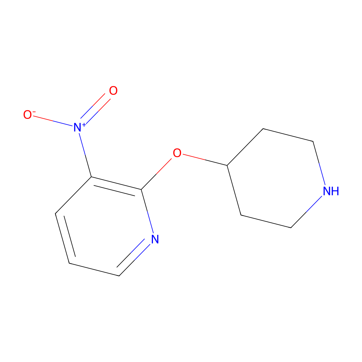 3-Nitro-2-(piperidin-4-yloxy)pyridine molecular structure, CAS 1185540-21-9