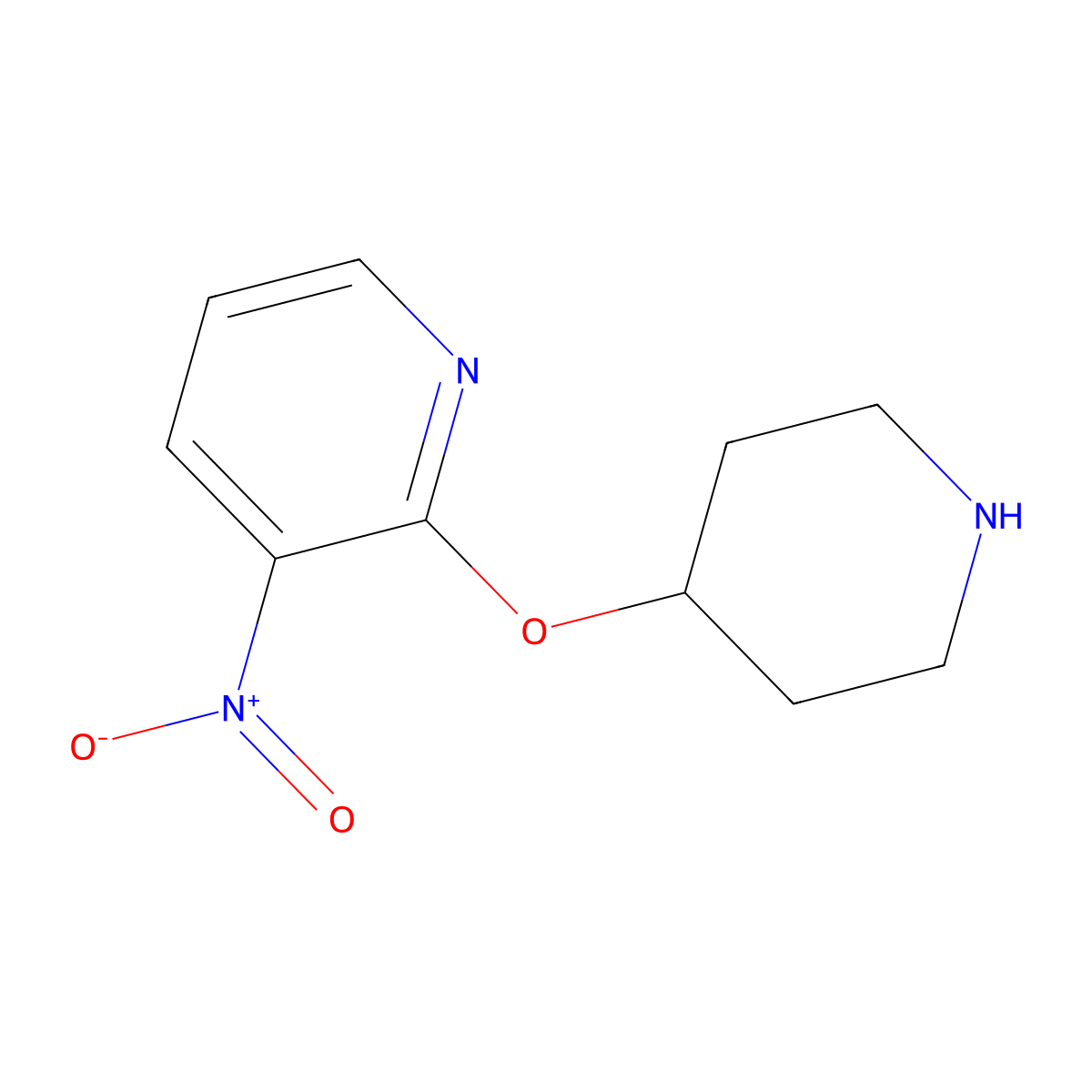 3-Nitro-2-(piperidin-4-yloxy)pyridine molecular structure, CAS 1185540-21-9
