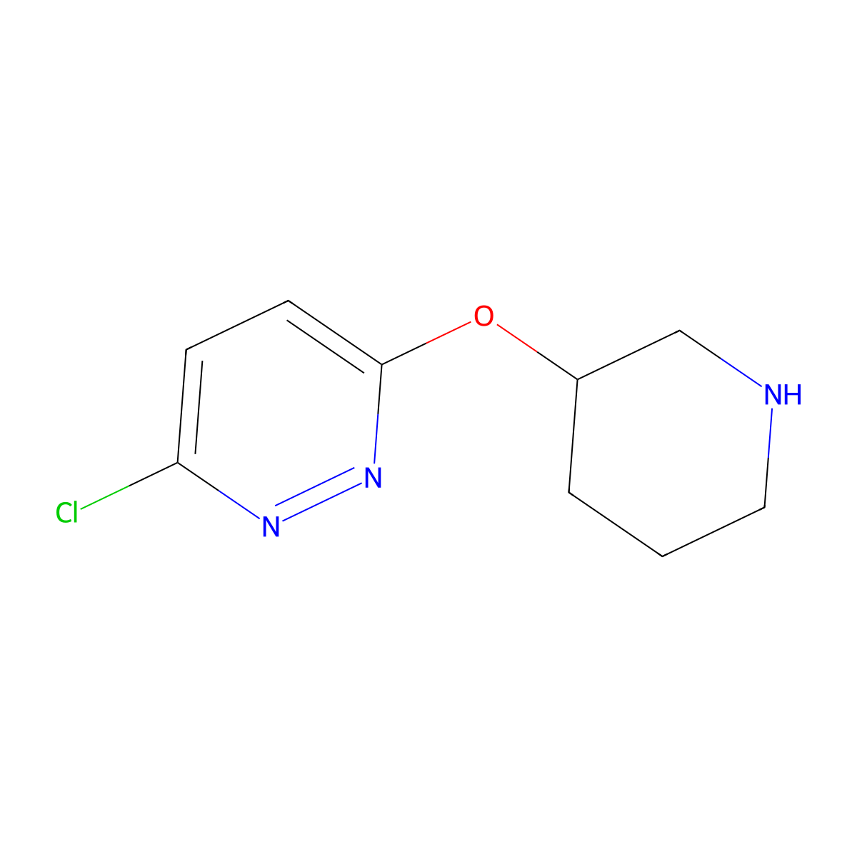3-Chloro-6-(piperidin-3-yloxy)pyridazine molecular structure, CAS 1185540-58-2