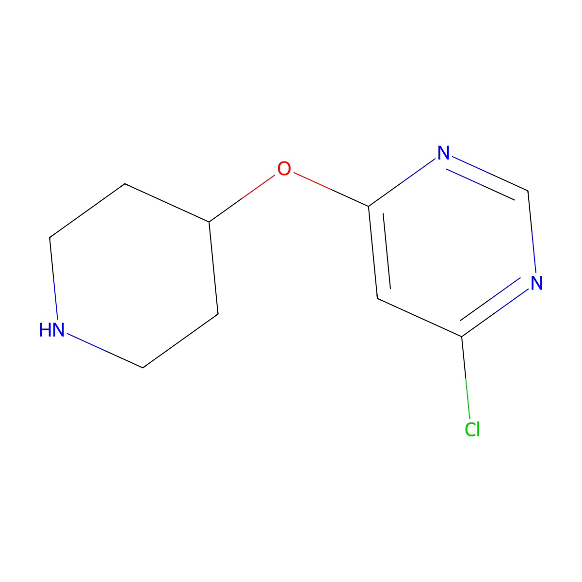 4-Chloro-6-(piperidin-4-yloxy)pyrimidine molecular structure, CAS 1185540-63-9