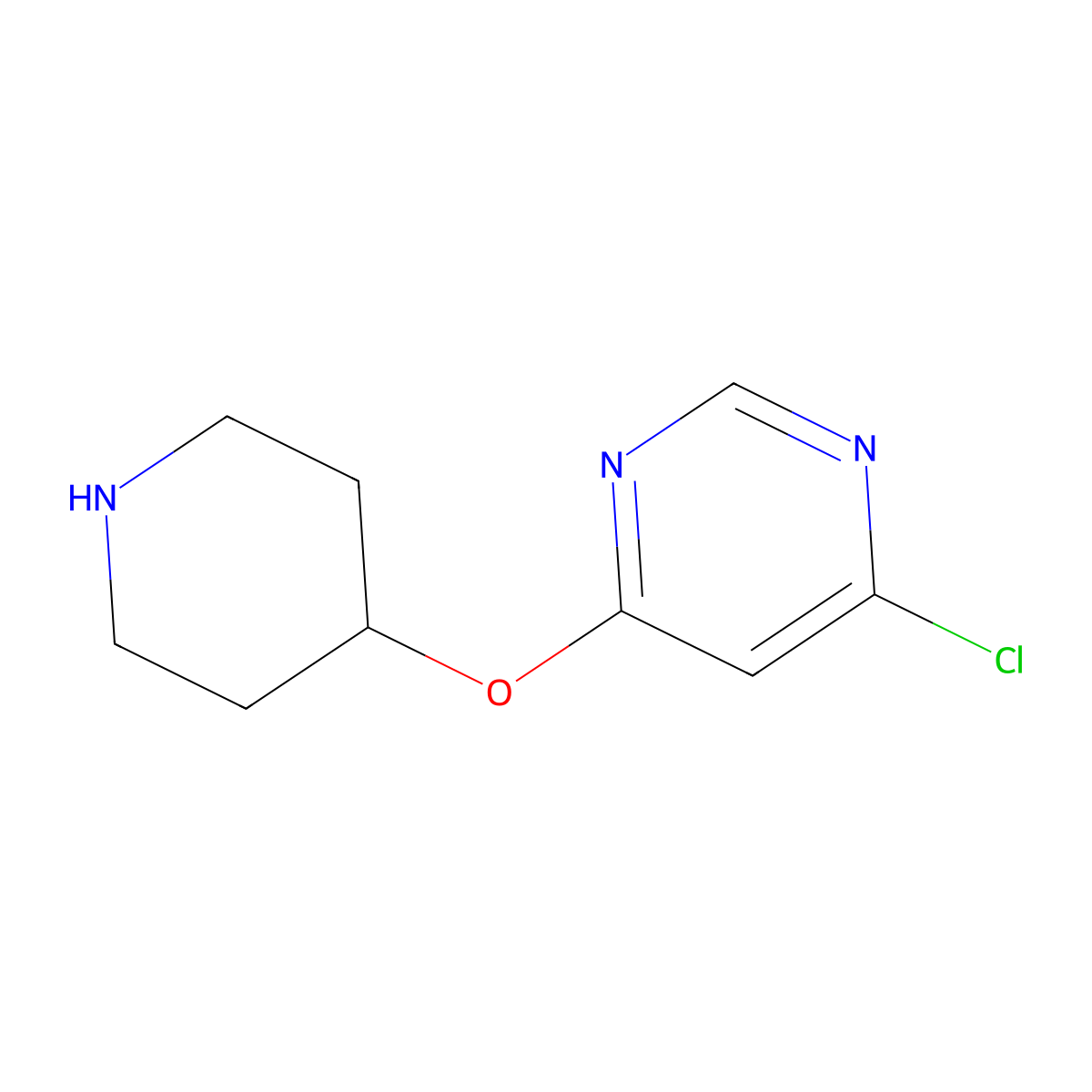 4-Chloro-6-(piperidin-4-yloxy)pyrimidine molecular structure, CAS 1185540-63-9