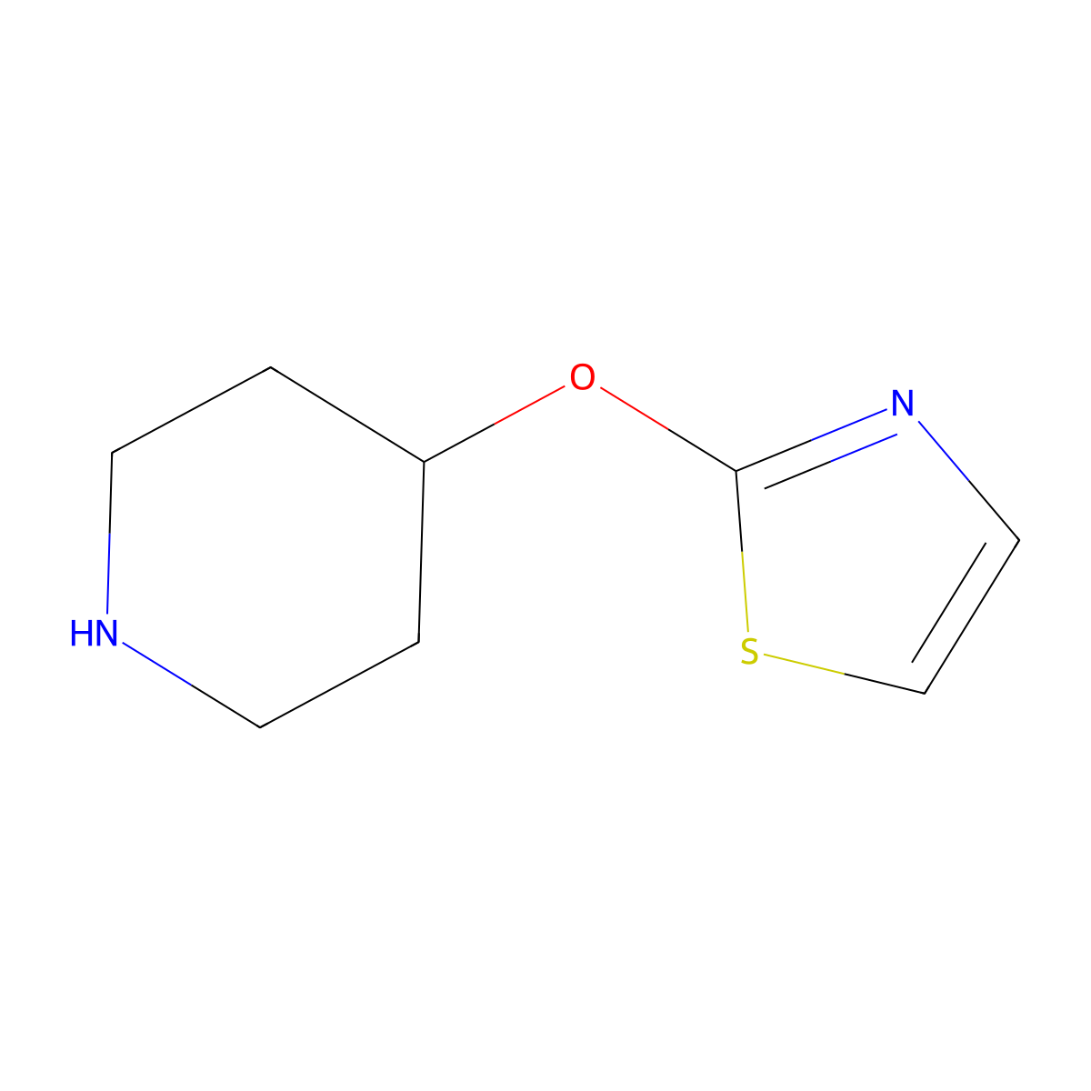 4-(1,3-Thiazol-2-yloxy)piperidine molecular structure, CAS 1185540-87-7